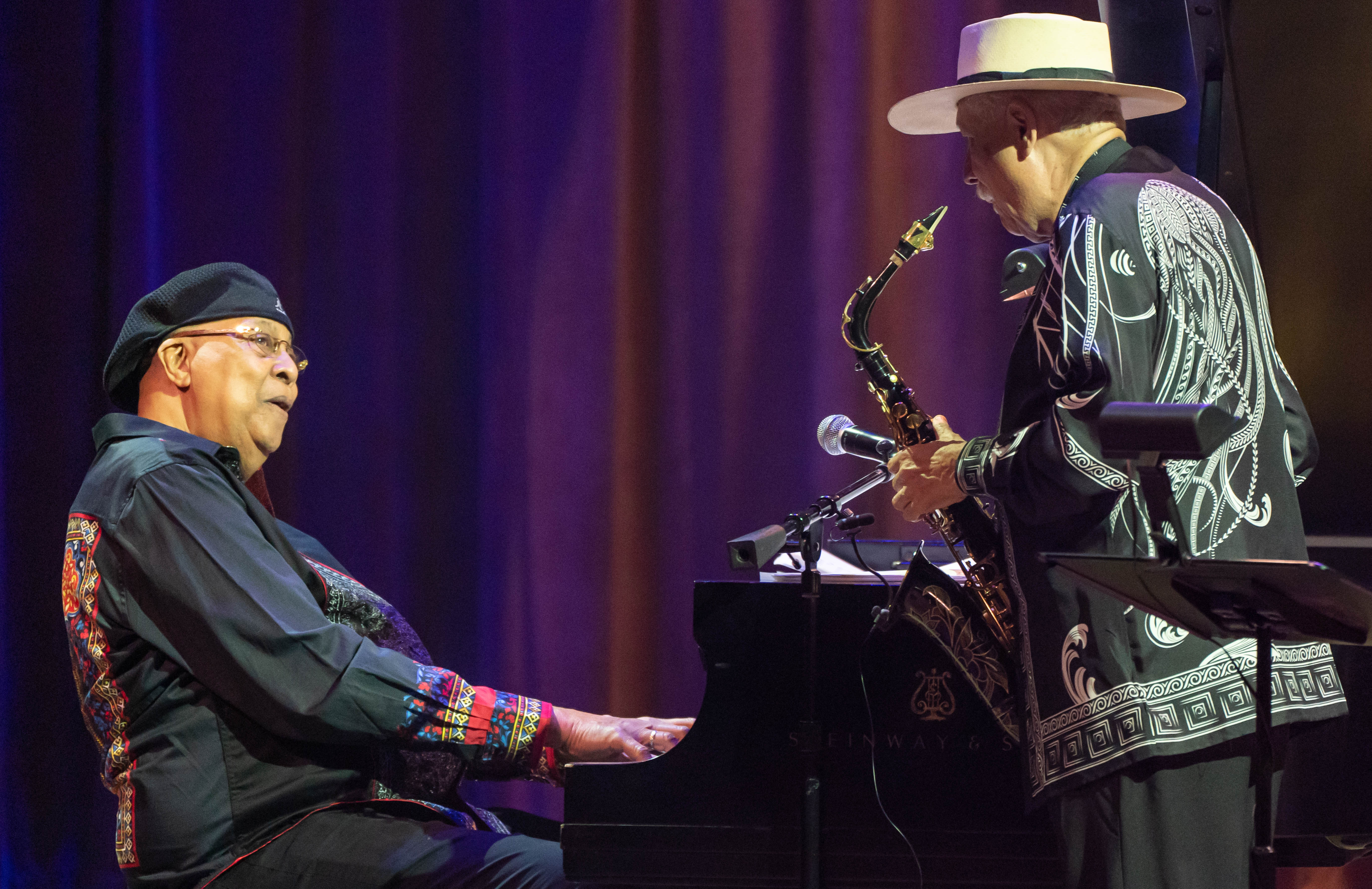 Chucho Valdés and Paquito D'Rivera onstage at the Knight Concert Hall in 2022. Photo by Daniel Azoulay.